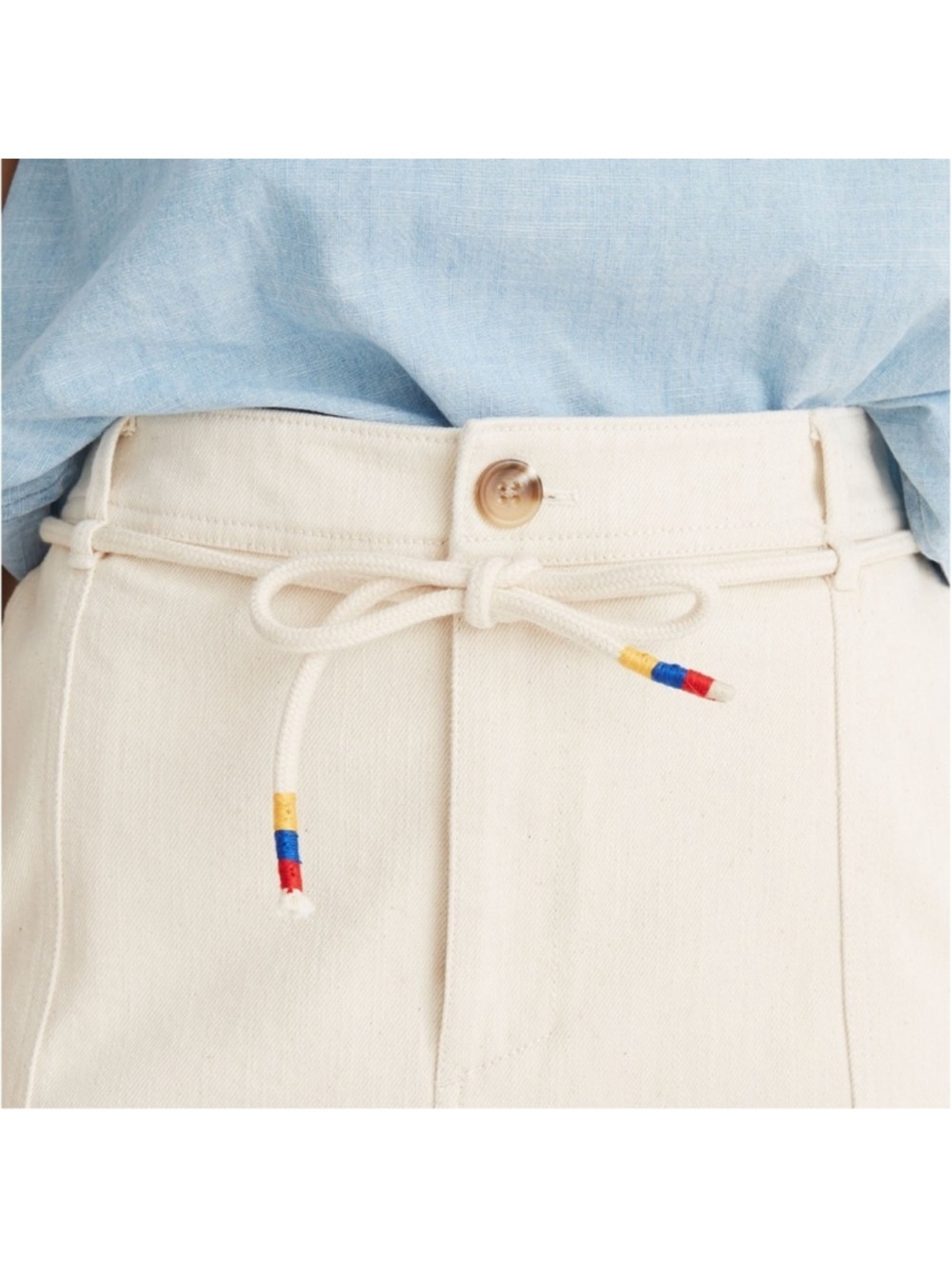 MADEWELL Capital A-line Summer Mini Skirt Size 14 Ivory Coastal Casual Stretch - Picture 3 of 10